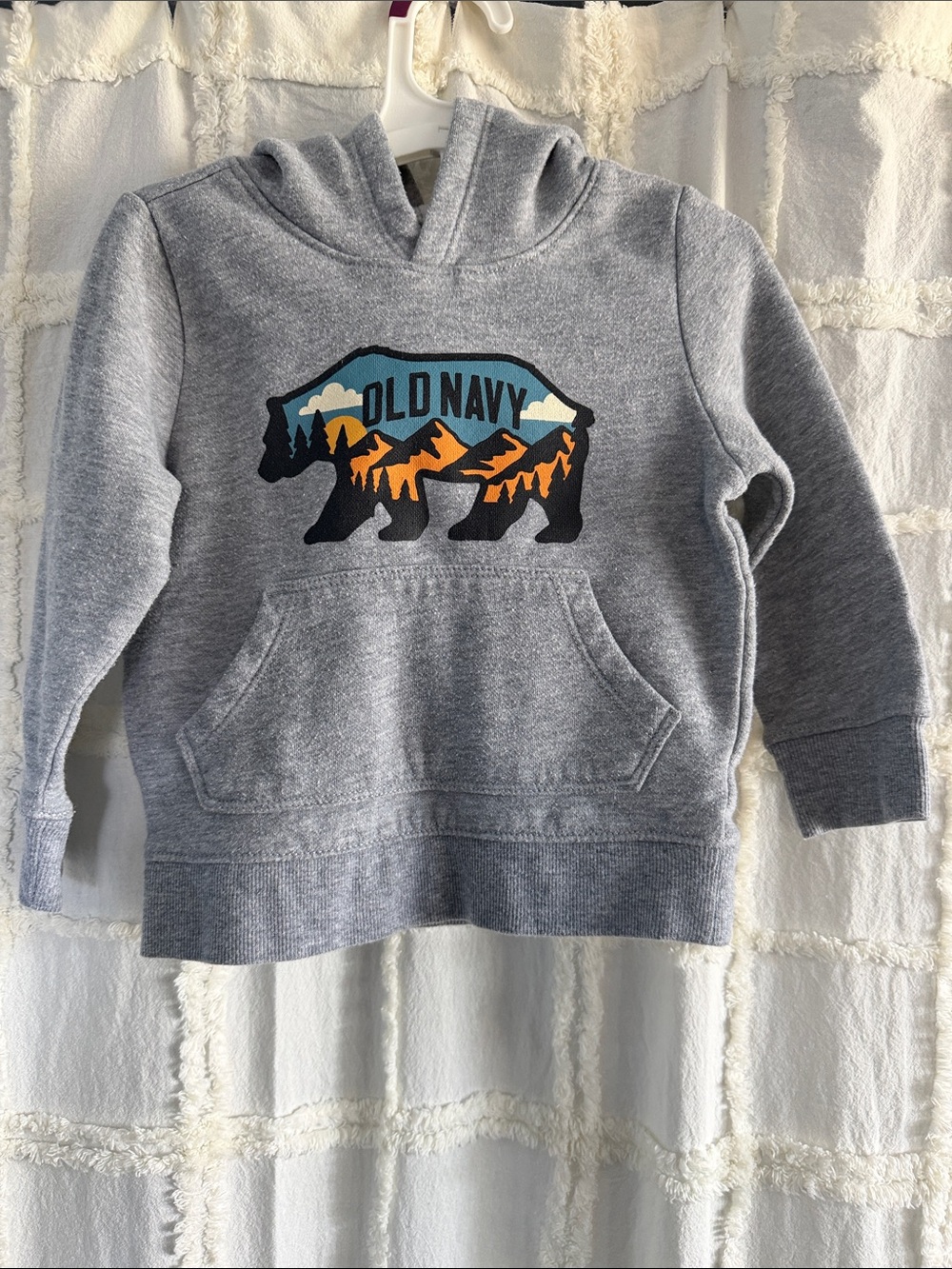 Old Navy Gray Hoodie with Colorful Bear Graphic